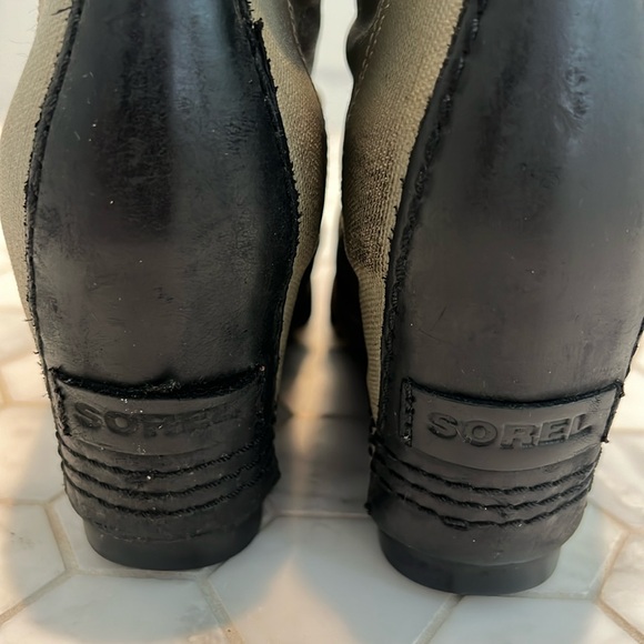 Sorel 1964 Premium PDX Wedge Nori Green & Black Leather Mid Boots Booties Size 7 - Picture 15 of 16